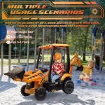 ENYOPRO 12V JCB Electric Backhoe Loader Toy Car for Kids, Battery Powered Ride on Construction Vehicle Toys w/Front Loader & Excavator, Remote Control, Moving Parts, Adjustable Seat, Soft Start