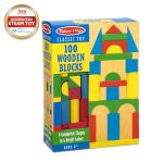 Melissa & Doug Wooden Building Blocks Set - 100 Blocks in 4 Colors and 9 Shapes - FSC Certified
