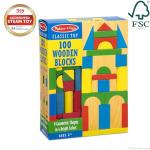 Melissa & Doug Wooden Building Blocks Set - 100 Blocks in 4 Colors and 9 Shapes - FSC Certified