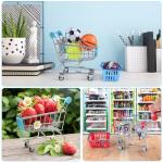 134pcs Mini Shopping Cart Basket Miniature Food Drink Bottle Supermarket Metal Handcart Toys Doll House Store Cosplay Game Dollhouse Grocery Fruit Cake Bread Party Trolley Model Dollar Bills