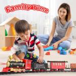 Hot Bee Train Set - Train Toys for Boys w/Smokes, Lights & Sound, Toy Train w/Steam Locomotive, Cargo Cars & Tracks, Toddler Model Train Set for 3 4 5 6 7 8+ Year Old Kids Birthday Gifts