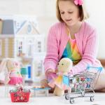 134pcs Mini Shopping Cart Basket Miniature Food Drink Bottle Supermarket Metal Handcart Toys Doll House Store Cosplay Game Dollhouse Grocery Fruit Cake Bread Party Trolley Model Dollar Bills