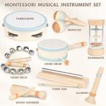 Toddler Musical Instruments - Natural Wooden Percussion Instruments Toy for Kids Preschool Educational - Montessori Music Toys for Boys and Girls Toddler Baby 1-3-5-9