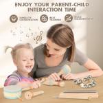 Toddler Musical Instruments - Natural Wooden Percussion Instruments Toy for Kids Preschool Educational - Montessori Music Toys for Boys and Girls Toddler Baby 1-3-5-9