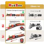 Hot Bee Train Set - Train Toys for Boys w/Smokes, Lights & Sound, Toy Train w/Steam Locomotive, Train Carriages & Tracks, Toddler Model Trains for 3 4 5 6 7 8+ Years Old Kids Birthday Gifts
