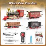 Hot Bee Train Set - Train Toys for Boys w/Smokes, Lights & Sound, Toy Train w/Steam Locomotive, Train Carriages & Tracks, Toddler Model Trains for 3 4 5 6 7 8+ Years Old Kids Birthday Gifts