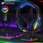 Fachixy「2024 New」FC100 Gaming Headset with Microphone for PS4/PS5/PC/Xbox/Nintendo Switch, Xbox One Headset with RGB Light, Computer Headset with Mic