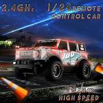 Desdoni Remote Control Car, Light Up RC Car Toys, 2.4GHz 1:24 Scale 15KM/H Off-Road with Cool LED Lights Racing Rechargeable Toy Car for Christmas Birthday Kids Boys Girls