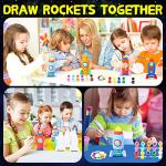 Paint Your Own Rocket Lamp Kit, DIY Rocket Night Light, Arts and Crafts Supplies Kit for Kids, Arts and Crafts Activities for Toddler Boys Girls, Creativity Paint Kit for Kids Ages 4-8,8-12