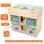 ORBRIUM 52 Pcs Deluxe Wooden Train Set with Wooden Storage Box Tunnel Compatible with Thomas, Brio, Melissa (Wooden Box - 52 Pcs Train Set)