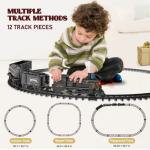 Hot Bee Train Set for Boys, Train with Alloy Steam Locomotive, Metal Electric Trains w/Cargo Cars & Tracks, Model Train Toys w/Smoke,Sounds & Lights, Christmas Toys for 3 4 5 6 7+ Years Old