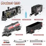 Hot Bee Train Set for Boys, Train with Alloy Steam Locomotive, Metal Electric Trains w/Cargo Cars & Tracks, Model Train Toys w/Smoke,Sounds & Lights, Christmas Toys for 3 4 5 6 7+ Years Old