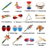 Yopay Toddler Musical Instruments, Kids Wooden Percussion Instruments Toys, Baby Rhythm Music Education Toys Set for Preschool Educational Early Learning, Boys and Girls with Storage Bag