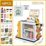 Cash Register Playset for Kids - 48PCS Pretend Play Money, Calculator, Scanner, Credit Card and Play Food for Boys and Girls Ages 3+ (668-125)