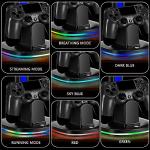 PS4 Controller Charger with RGB Headphone Stand, JDGPOKOO PS4 Controller Charger Dock Station with 2 USB Charging Ports, Headset Stand for Playstation 4 Charging Station, Black