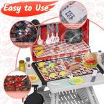 maysida Kids Toys Kitchen Playset, Kids BBQ Grill Playset with Smoke, Sound & Light, Toy Grill for Kids, Pretend Play Food Hamburger, Interactive Toys Barbecue Cooking Game for Toddlers Boys Girls 3-5