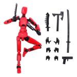 FunisFun 3D Printed Action Figures, Multi-Articular Movable Robot Fidget Toy Figure for Game Lovers DIY Robot Desk Decor(Assembly Required) (Red Black)