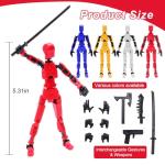 FunisFun 3D Printed Action Figures, Multi-Articular Movable Robot Fidget Toy Figure for Game Lovers DIY Robot Desk Decor(Assembly Required) (Red Black)
