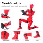 FunisFun 3D Printed Action Figures, Multi-Articular Movable Robot Fidget Toy Figure for Game Lovers DIY Robot Desk Decor(Assembly Required) (Red Black)