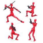 FunisFun 3D Printed Action Figures, Multi-Articular Movable Robot Fidget Toy Figure for Game Lovers DIY Robot Desk Decor(Assembly Required) (Red Black)