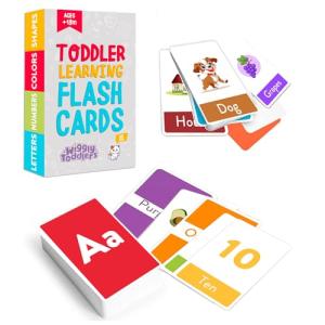 Toddler Flash Cards - Set of 65 Animals, Colors, Shapes, Numbers and Alphabet Flash Cards for Toddlers - Learning Flashcards Educational Preschool Kids Ages 1 2 3 Years Old - Stocking Stuffer Gift