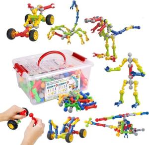 Huaker Kids Building STEM Toys,125 Pcs Educational Construction Engineering Building Blocks Kit for Ages 3 4 5 6 7 8 9 10 Year Old Boys and Girls,Best Gift for Kids Creative Games & Fun Activity