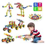 Huaker Kids Building STEM Toys,125 Pcs Educational Construction Engineering Building Blocks Kit for Ages 3 4 5 6 7 8 9 10 Year Old Boys and Girls,Best Gift for Kids Creative Games & Fun Activity