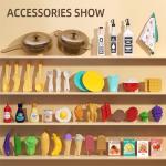 AIQI 47PCS Kids Kitchen Playset with Sound & Light, Cooking Stove with Steam, Play Sink and Toy Kitchen Accessories - Pretend Kitchen Play Food Toys for Boys and Girls, Toddler Kitchen Set (Green)