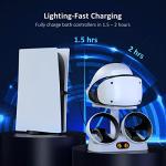 NexiGo Controller Charging Station for PSVR2, Dual Fast Charger Dock with LED Light, Headset Display Stand and Controller Mount, Magnetic Connector, USB to Type-C Cable, White