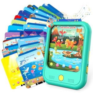 Kids Learning Tablet Educational Learning Pad for Toddlers 2-5 to Learn Alphabets, Numbers, Foods, Time, Music, Vehicles,Jurassic Park, Tablet Toy for Toddlers Ages 2 3 4 5 6 Years Old