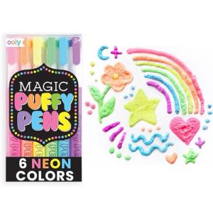 Ooly Magic Puffy Pens, 6 Neon Color Pens with 3D Ink, Create 3D Art by Adding Heat