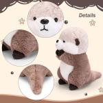 Riuhot Otter Stuffed Animals Cute Otter Plush Soft Otter Plushie Toy Stuffed Otter Gift for Kids Children Girls Boys 9.8 Inch Sea Otter Stuffed Animal