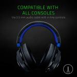 Razer Kraken Gaming Headset: Lightweight Aluminum Frame - Retractable Noise Isolating Microphone - for PC, PS4, PS5, Switch, Xbox One, Xbox Series X & S, Mobile - 3.5 mm Headphone Jack - Black/Blue