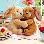 Let's Make Memories Personalized Hugging Plush Puppies - Dog Stuffed Animal - Puppy Love - for Couples - for Him - for Her
