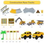Kids Construction Toys 253 PCS Race Tracks Toy for 3 4 5 6 7 8 Year Old Boys Girls, 5 PCS Truck Car and Flexible Track Play Set Create A Engineering Road Games Toddler Best Gift