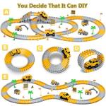 Kids Construction Toys 253 PCS Race Tracks Toy for 3 4 5 6 7 8 Year Old Boys Girls, 5 PCS Truck Car and Flexible Track Play Set Create A Engineering Road Games Toddler Best Gift