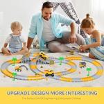 Kids Construction Toys 253 PCS Race Tracks Toy for 3 4 5 6 7 8 Year Old Boys Girls, 5 PCS Truck Car and Flexible Track Play Set Create A Engineering Road Games Toddler Best Gift