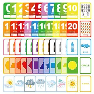 ZazzyKid Flash Cards for Toddlers - 52 Double Sides Cards for Numbers, Colors, Shapes & Weather - Learning & Education Toys for Preschool