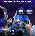 Gammeefy JC200 Switch Controller - Hall Effect One-Piece Wireless Switch Joypad (No Drift, No Deadzone) with 9 Color Lights for Nintendo Switch and Switch OLED