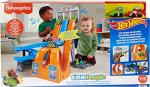 Fisher-Price Little People Toddler Playset Hot Wheels Racing Loops Tower Race Track with Stunt Ramp & Sounds for Ages 18+ Months