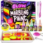 Glow in The Dark Marble Paint Kit for Kids - Water Marbling Painting Art Set for Boys & Girls Ages 6, 7, 8, 9, 10, 11, 12 Year Old - Kid Crafts Birthday Gifts Toys - Arts Craft Activities Gift
