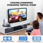 UeeVii PS5 Vertical Stand with Cooling Fan Dual Charging Station Dock for Playstation 5 Digital Edition and DualSense 14 Retractable Game Storage 3 USB Ports