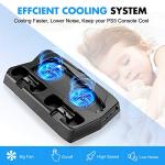 UeeVii PS5 Vertical Stand with Cooling Fan Dual Charging Station Dock for Playstation 5 Digital Edition and DualSense 14 Retractable Game Storage 3 USB Ports