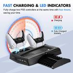UeeVii PS5 Vertical Stand with Cooling Fan Dual Charging Station Dock for Playstation 5 Digital Edition and DualSense 14 Retractable Game Storage 3 USB Ports