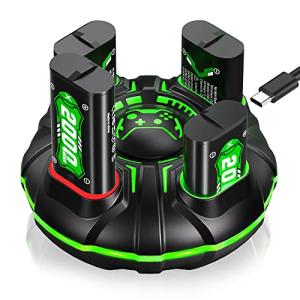 Rechargeable Battery Pack for Xbox Controller, （4x4800mWh)4x2000mAh Rechargeable Batteries for Xbox Controller Charger Station for Xbox One/Xbox Series X|S/Xbox One S|X/Xbox One Elite Controllers