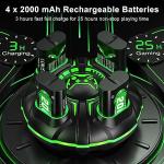 Rechargeable Battery Pack for Xbox Controller, （4x4800mWh)4x2000mAh Rechargeable Batteries for Xbox Controller Charger Station for Xbox One/Xbox Series X|S/Xbox One S|X/Xbox One Elite Controllers