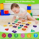 Jumlys Montessori Toys for Toddlers 1, 2, 3 Year Old, Wooden Shape Learning Puzzles for Baby 12-18-24 Months, Early Educational Toys, Perfect Christmas Birthday Gifts for Boys & Girls Age 1-3