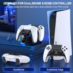 PS5 Controller Charger Station for Playstation 5 Dualsense with LED Light Dual Stand Charger Dock, PS5 Controller Charging Station Accessories for Playstation 5 Faceplates DualSense Edge-Black