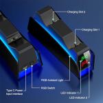 PS5 Controller Charger Station for Playstation 5 Dualsense with LED Light Dual Stand Charger Dock, PS5 Controller Charging Station Accessories for Playstation 5 Faceplates DualSense Edge-Black