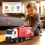 Carrier Truck Race Track Kids Toys, Foldable 3 Layer Car Race Track Playset, Toy Truck Transport Car Carrier & 8 Race Cars, Truck Car Toddlers Toys Xmas Gifts for Age 3 4 5 6+ Years Old Boys Girls